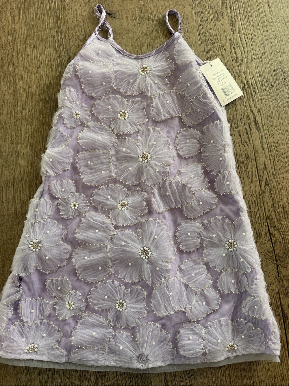 Lola + The Boys Lavender Floral Appliqué Beaded Spaghetti-Strap Dress